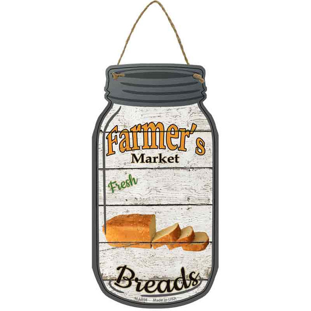 Breads Farmers Market Novelty Metal Mason Jar Sign
