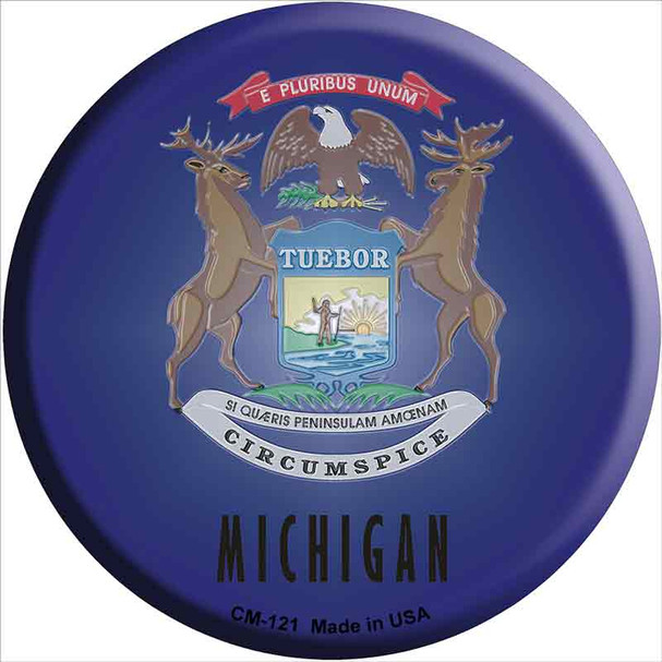 Michigan State Flag Novelty Circle Coaster Set of 4