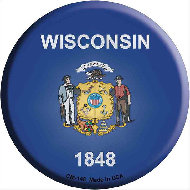 Wisconsin State Flag Novelty Circle Coaster Set of 4