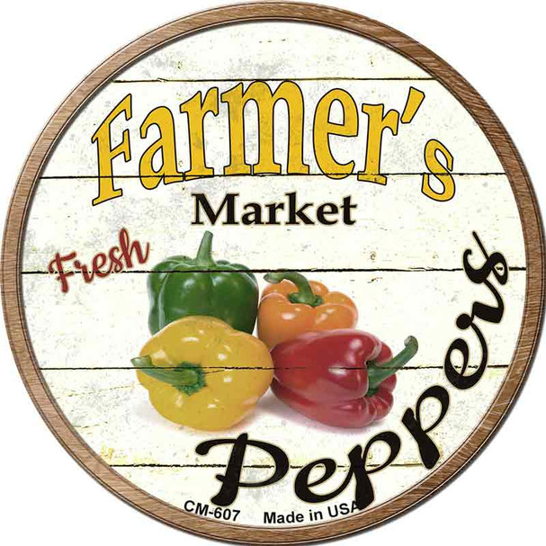 Farmers Market Peppers Novelty Circle Coaster Set of 4