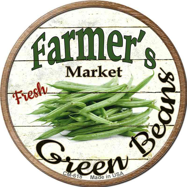 Farmers Market Green Beans Novelty Circle Coaster Set of 4