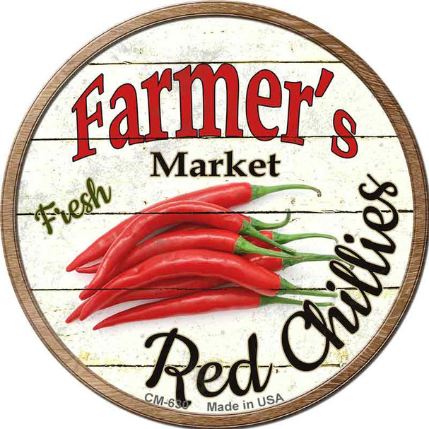 Farmers Market Red Chillies Novelty Circle Coaster Set of 4