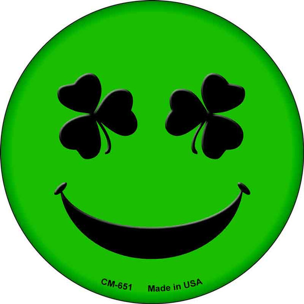 Shamrock Smiling Face Novelty Circle Coaster Set of 4