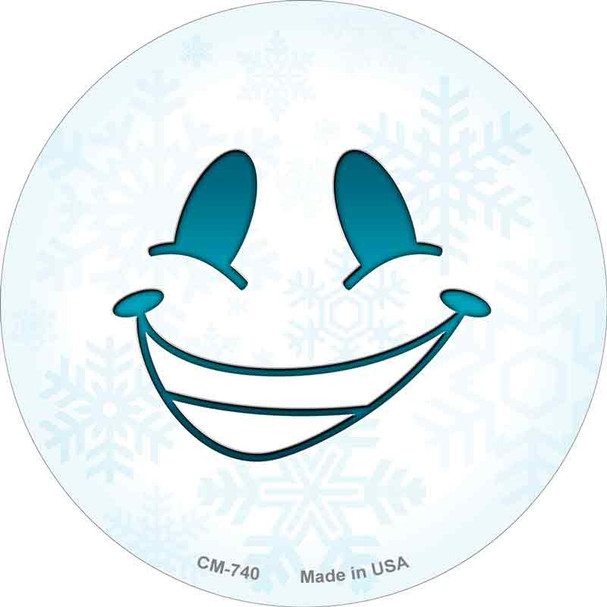 Smile Face Snowflake Novelty Circle Coaster Set of 4