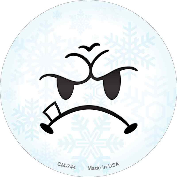 Mean Face Snowflake Novelty Circle Coaster Set of 4