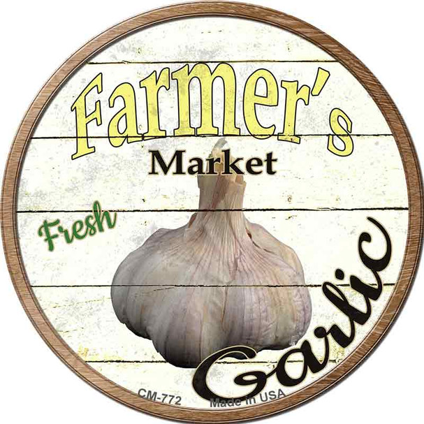 Farmers Market Garlic Novelty Circle Coaster Set of 4