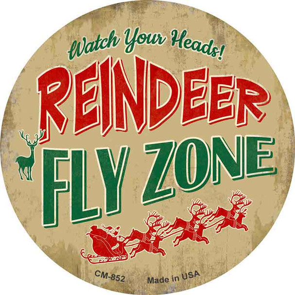 Reindeer Fly Zone Novelty Circle Coaster Set of 4