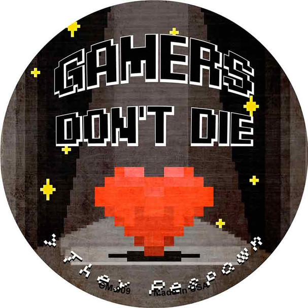 Gamers Dont Die Heart Novelty Circle Coaster Set of 4