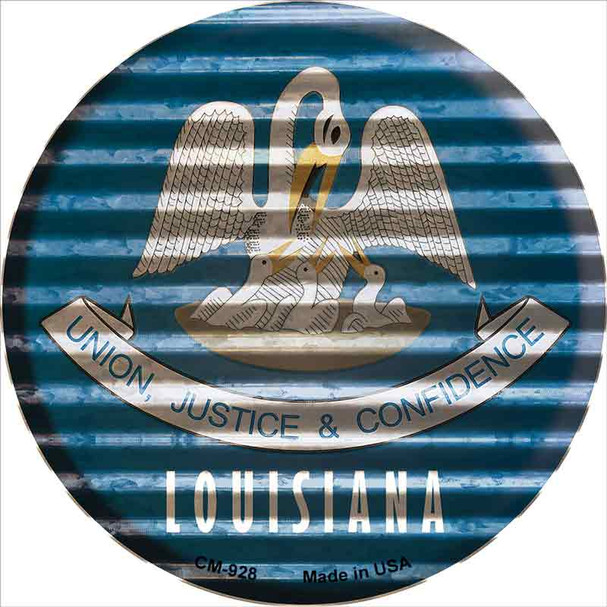 Louisiana Flag Corrugated Effect Novelty Circle Coaster Set of 4