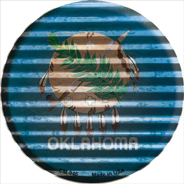 Oklahoma Flag Corrugated Effect Novelty Circle Coaster Set of 4