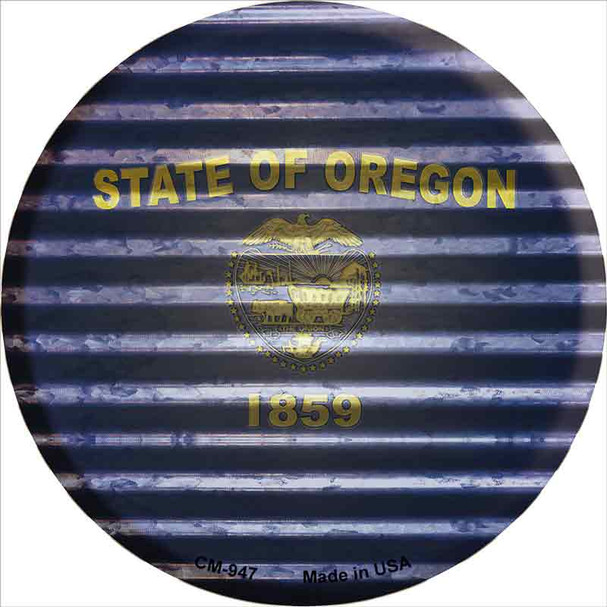 Oregon Flag Corrugated Effect Novelty Circle Coaster Set of 4