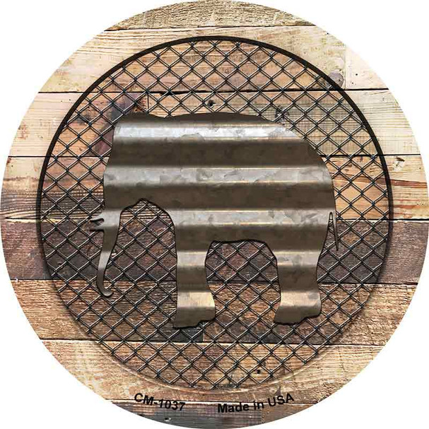 Corrugated Elephant on Wood Novelty Circle Coaster Set of 4