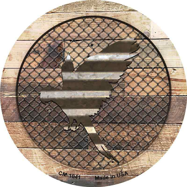 Corrugated Parrot on Wood Novelty Circle Coaster Set of 4