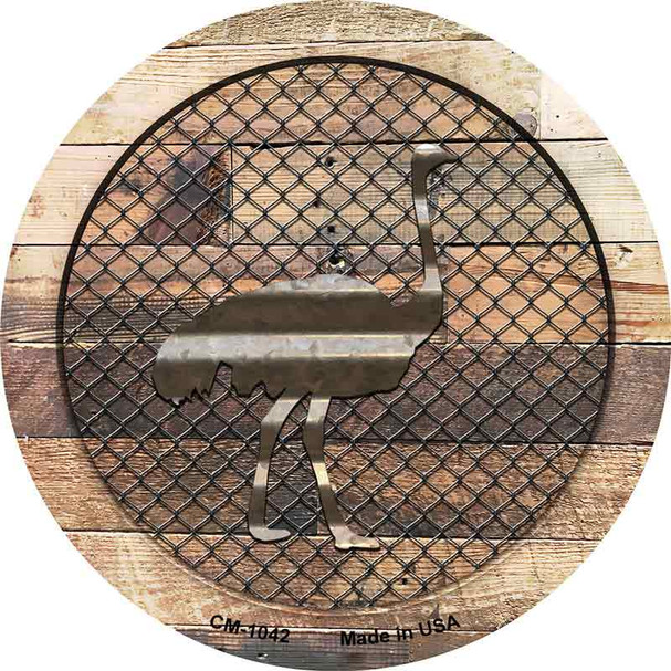 Corrugated Ostrich on Wood Novelty Circle Coaster Set of 4