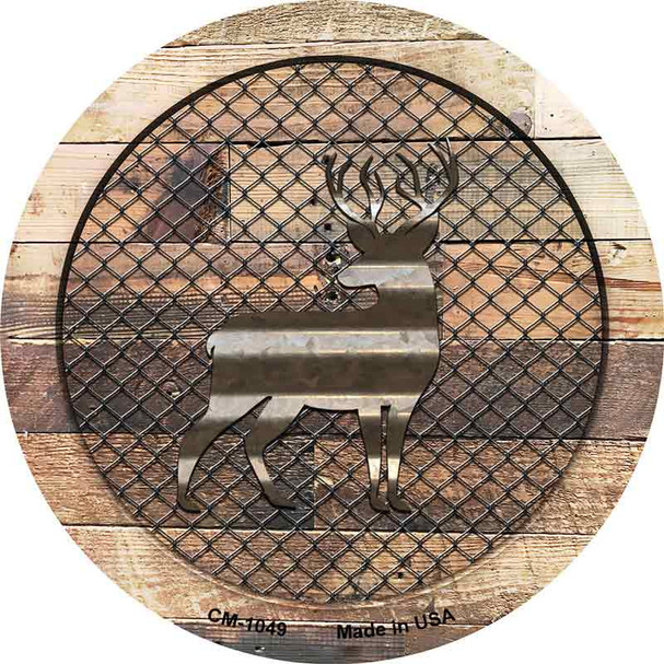 Corrugated Deer on Wood Novelty Circle Coaster Set of 4