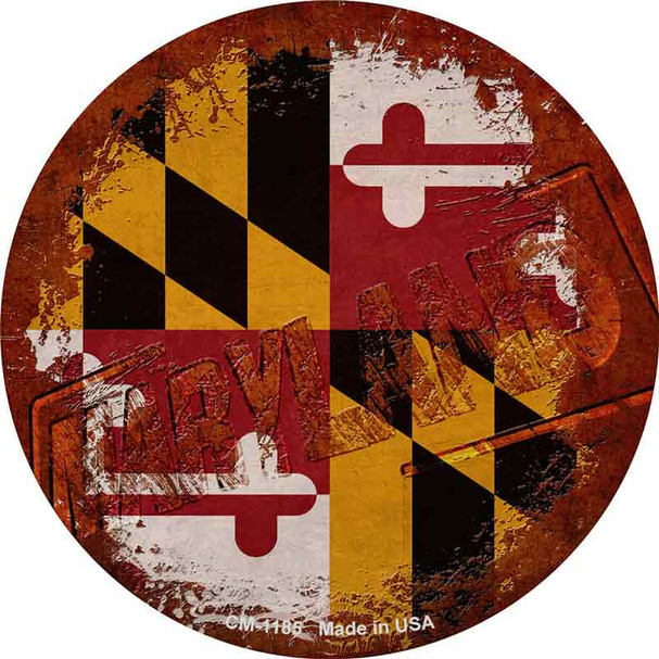 Maryland Rusty Stamped Novelty Circle Coaster Set of 4