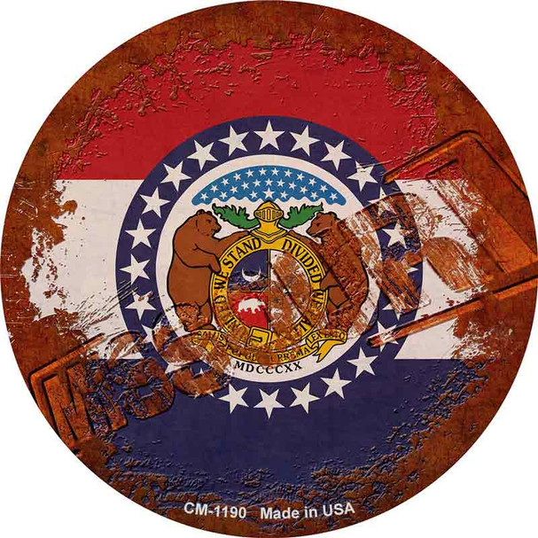 Missouri Rusty Stamped Novelty Circle Coaster Set of 4