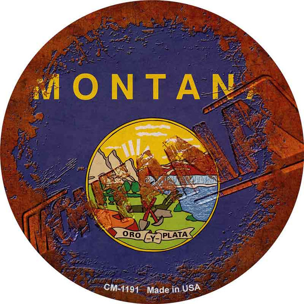 Montana Rusty Stamped Novelty Circle Coaster Set of 4