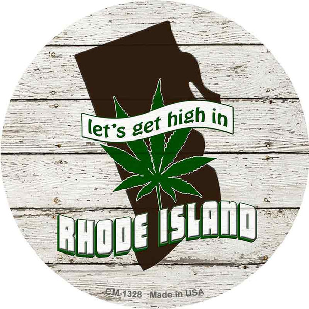 Lets Get High In Rhode Island Novelty Circle Coaster Set of 4