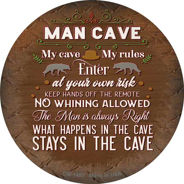 No Whining In Cave Novelty Circle Coaster Set of 4