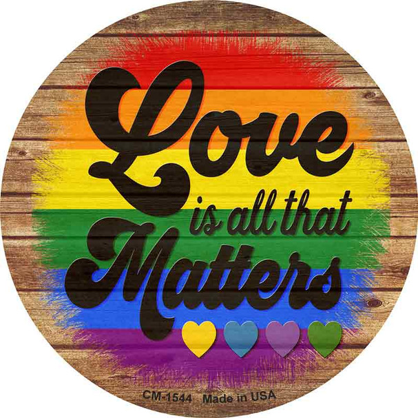 Love All That Matters Rainbow Novelty Circle Coaster Set of 4