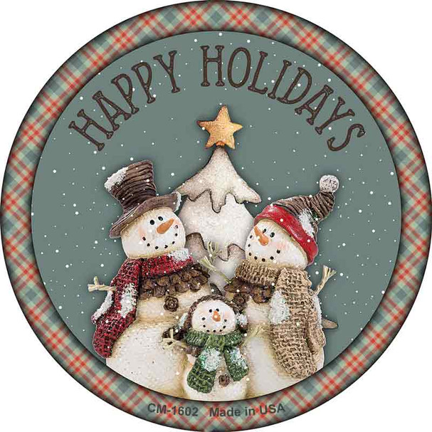 Happy Holidays Snowman Novelty Circle Coaster Set of 4