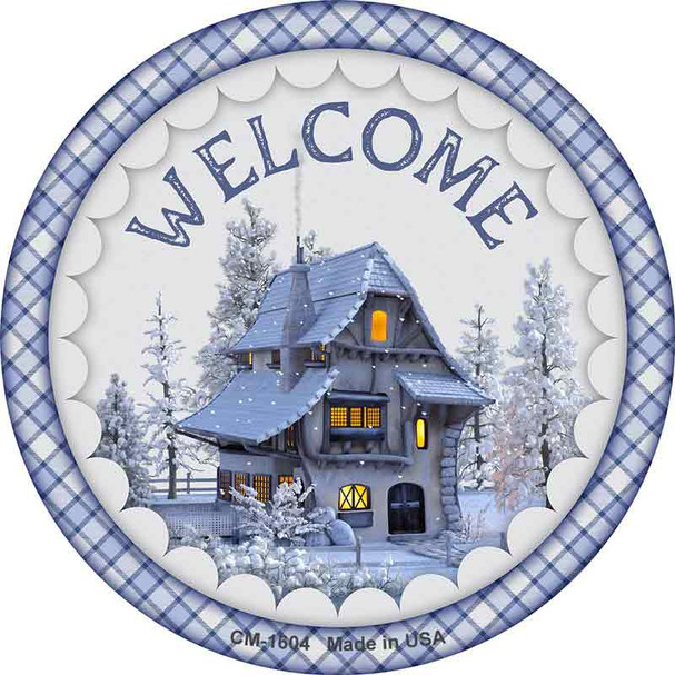 Welcome Snowy House Novelty Circle Coaster Set of 4