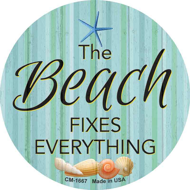 Beach Fixes Everything Novelty Circle Coaster Set of 4