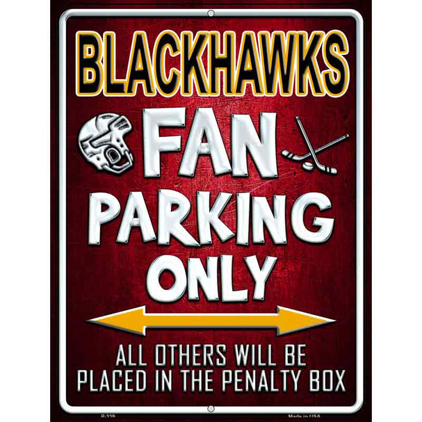 Black Hawks Metal Novelty Parking Sign