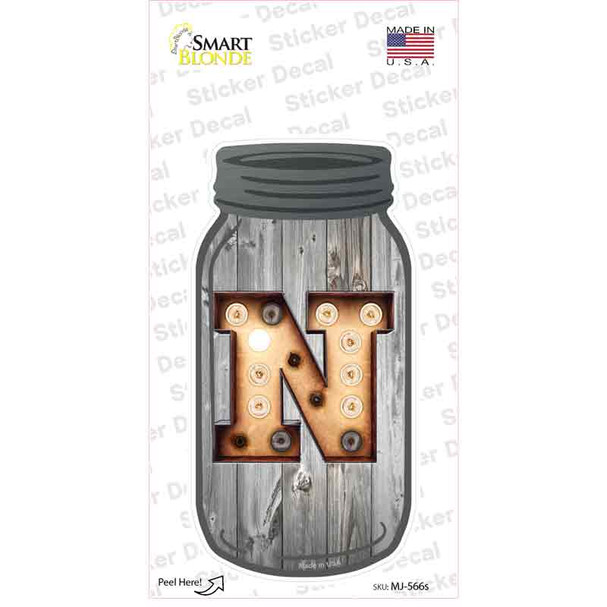 N Bulb Lettering Novelty Mason Jar Sticker Decal