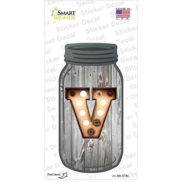 V Bulb Lettering Novelty Mason Jar Sticker Decal