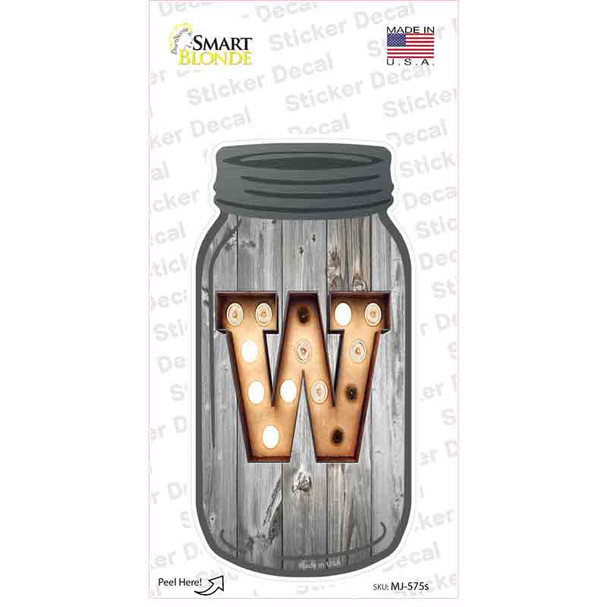 W Bulb Lettering Novelty Mason Jar Sticker Decal