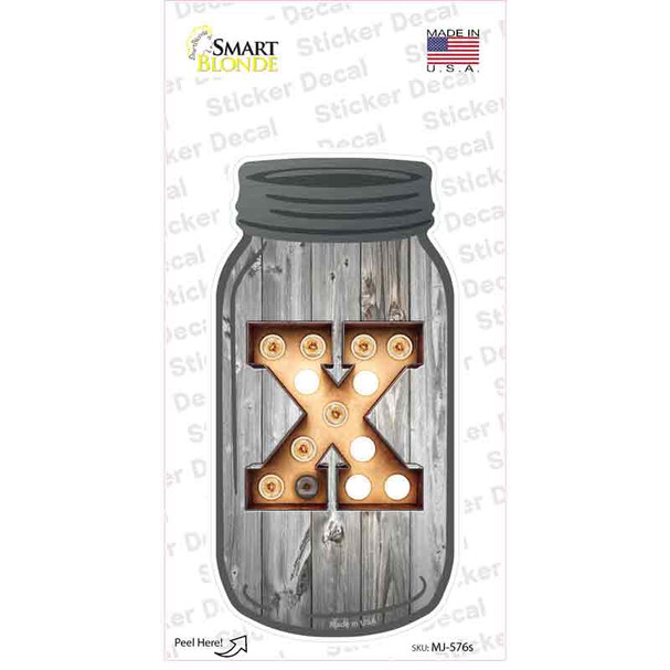 X Bulb Lettering Novelty Mason Jar Sticker Decal