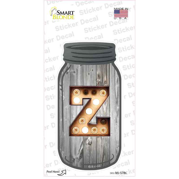 Z Bulb Lettering Novelty Mason Jar Sticker Decal