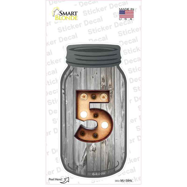 5 Bulb Lettering Novelty Mason Jar Sticker Decal