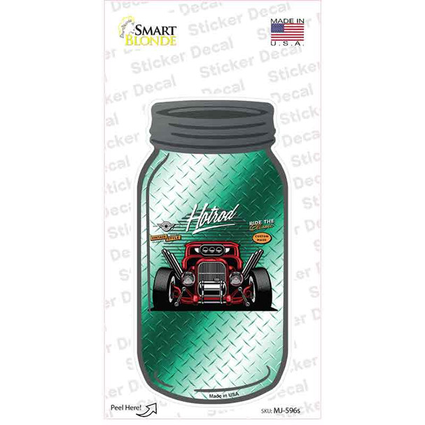 Hot Rod Teal Diamond Novelty Mason Jar Sticker Decal