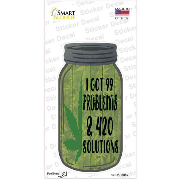 420 Solutions Novelty Mason Jar Sticker Decal