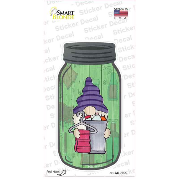 Gnome With Towel Novelty Mason Jar Sticker Decal