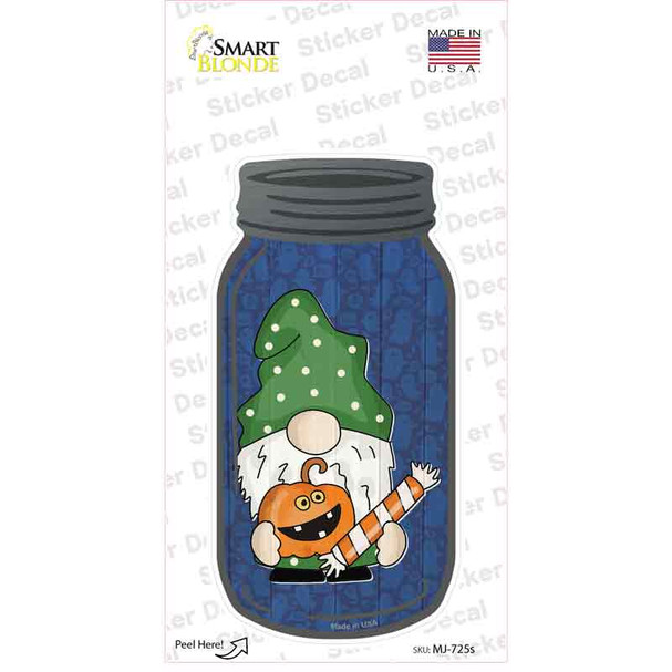 Gnome With Pumpkin and Candy Novelty Mason Jar Sticker Decal