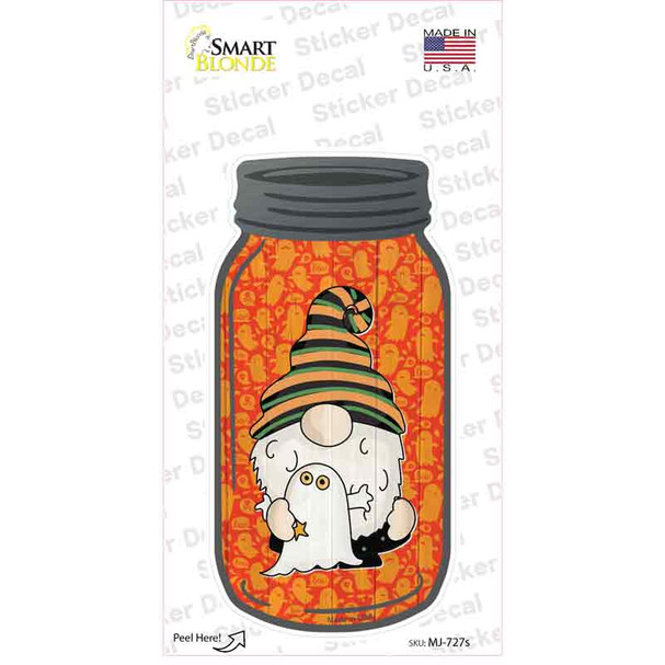 Gnome With Ghost Novelty Mason Jar Sticker Decal