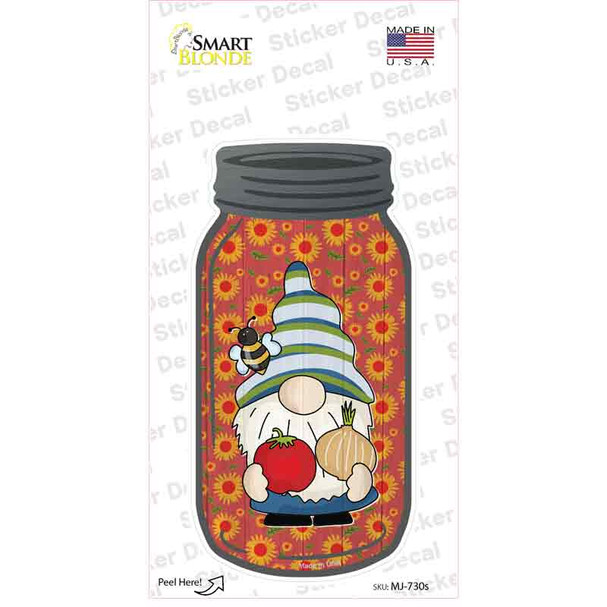 Gnome With Tomato and Onion Novelty Mason Jar Sticker Decal