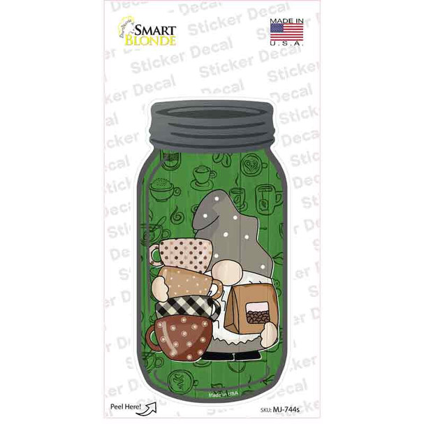 Gnome With Coffee Beans Novelty Mason Jar Sticker Decal
