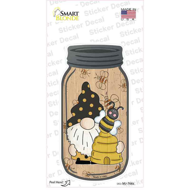 Gnome With Bee Hive Novelty Mason Jar Sticker Decal