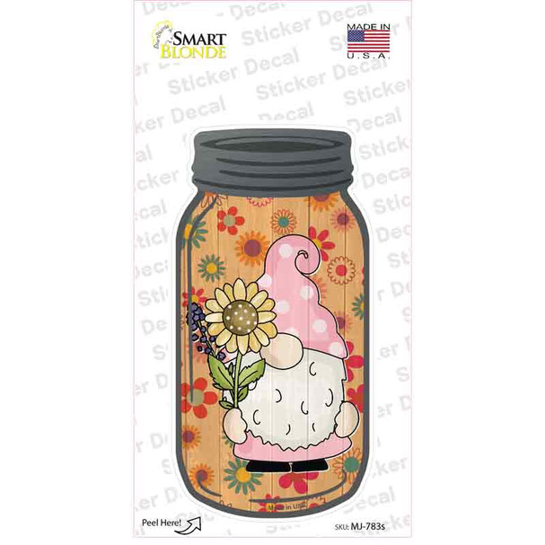 Gnome With Sunflower Novelty Mason Jar Sticker Decal