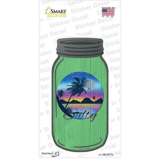 Salty Sunset Green Novelty Mason Jar Sticker Decal