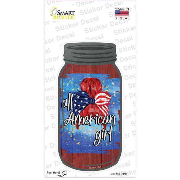 All American Girl Buns Red Novelty Mason Jar Sticker Decal