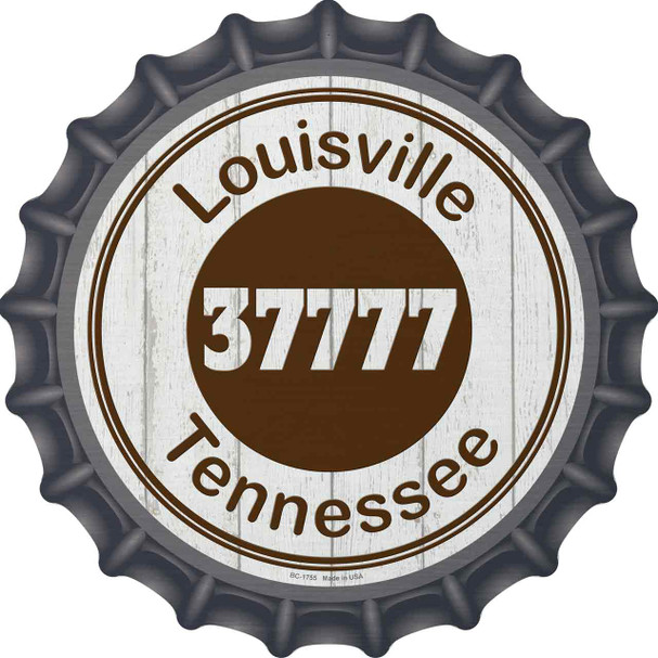 Louisville TN 37777 Brown Novelty Metal Bottle Cap Sign