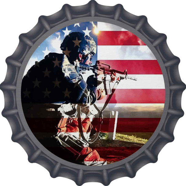 Soldier American Flag Novelty Metal Bottle Cap Sign BC-1851