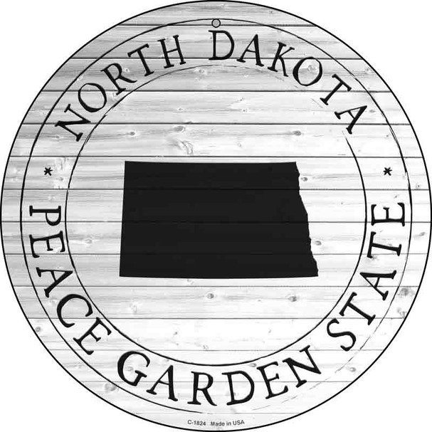 North Dakota Peace Garden State Novelty Metal Circle Sign C-1824