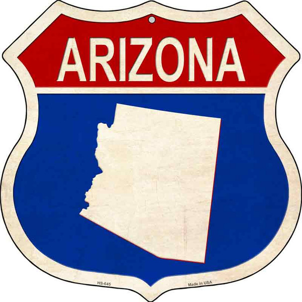 Arizona Silhouette Novelty Metal Highway Shield Sign